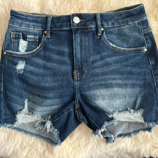 Josie Mid Rise Dark Wash Shorts