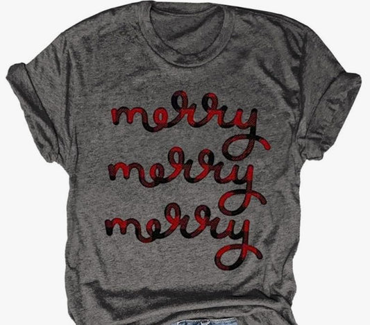 Merry Merry Plaid Christmas Tee