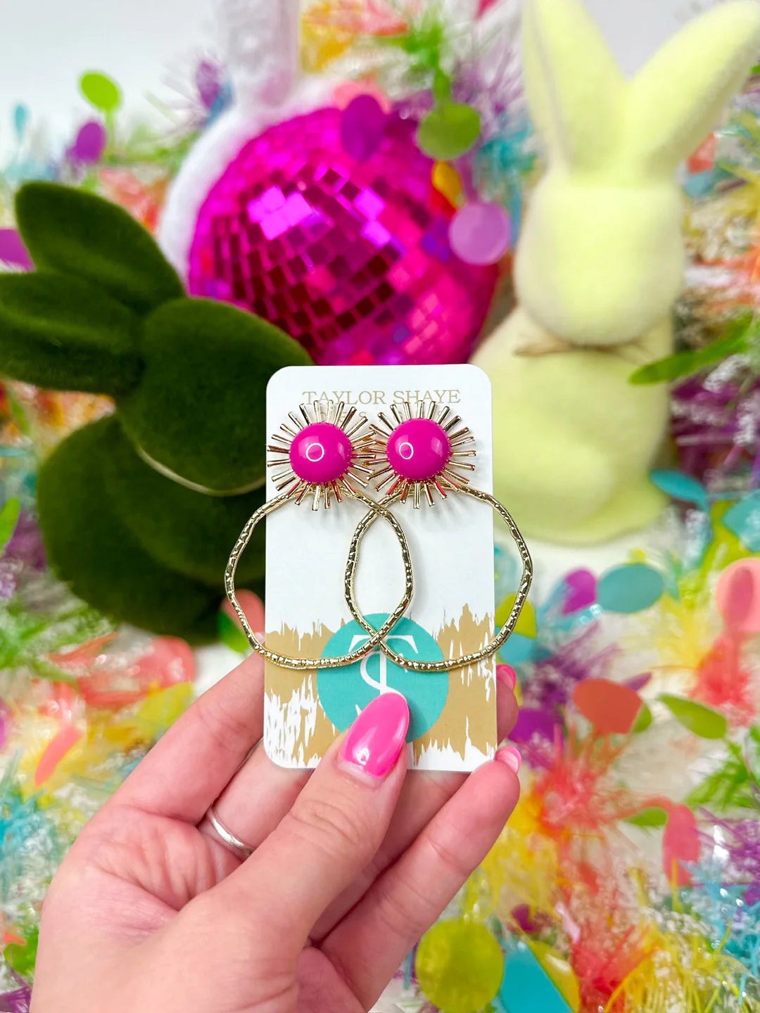 Pink Sunburst Earrings