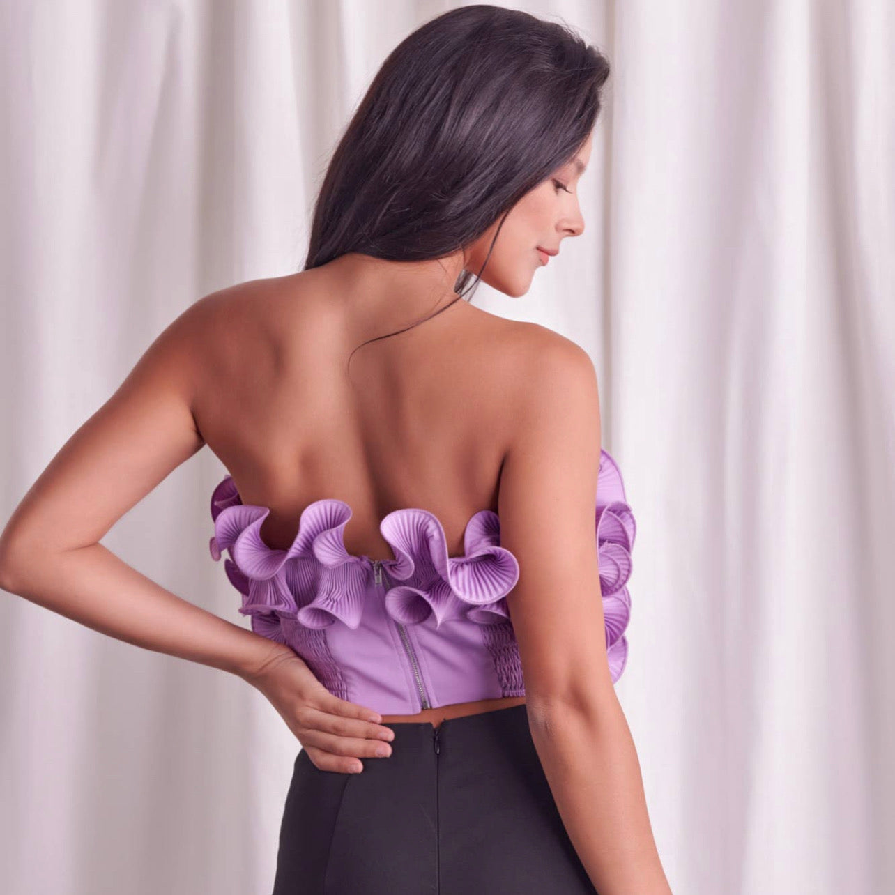 On the Sweet Ruffled Strapless Top