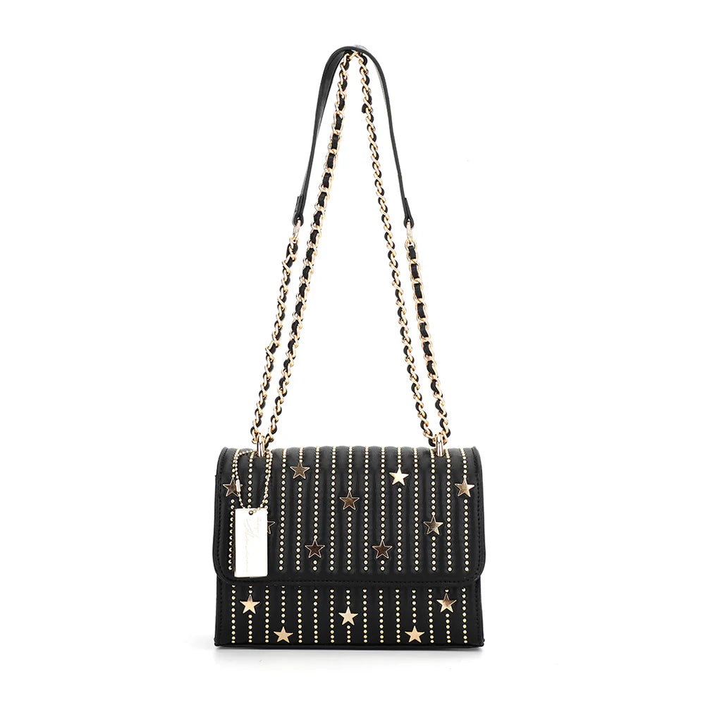 Olive Bag with Gold Chain in Black by Vintage Havana