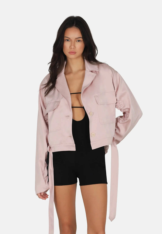 Vegas Satin Jacket in Blush by OW Collection