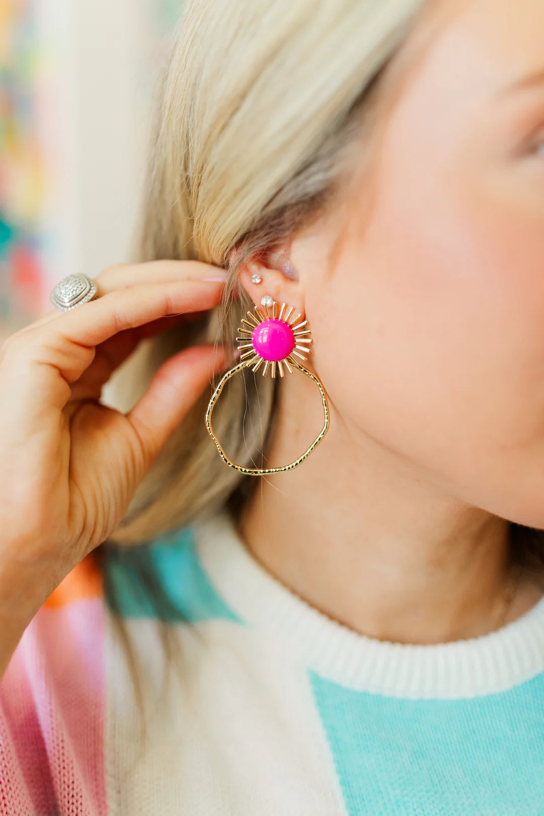 Pink Sunburst Earrings